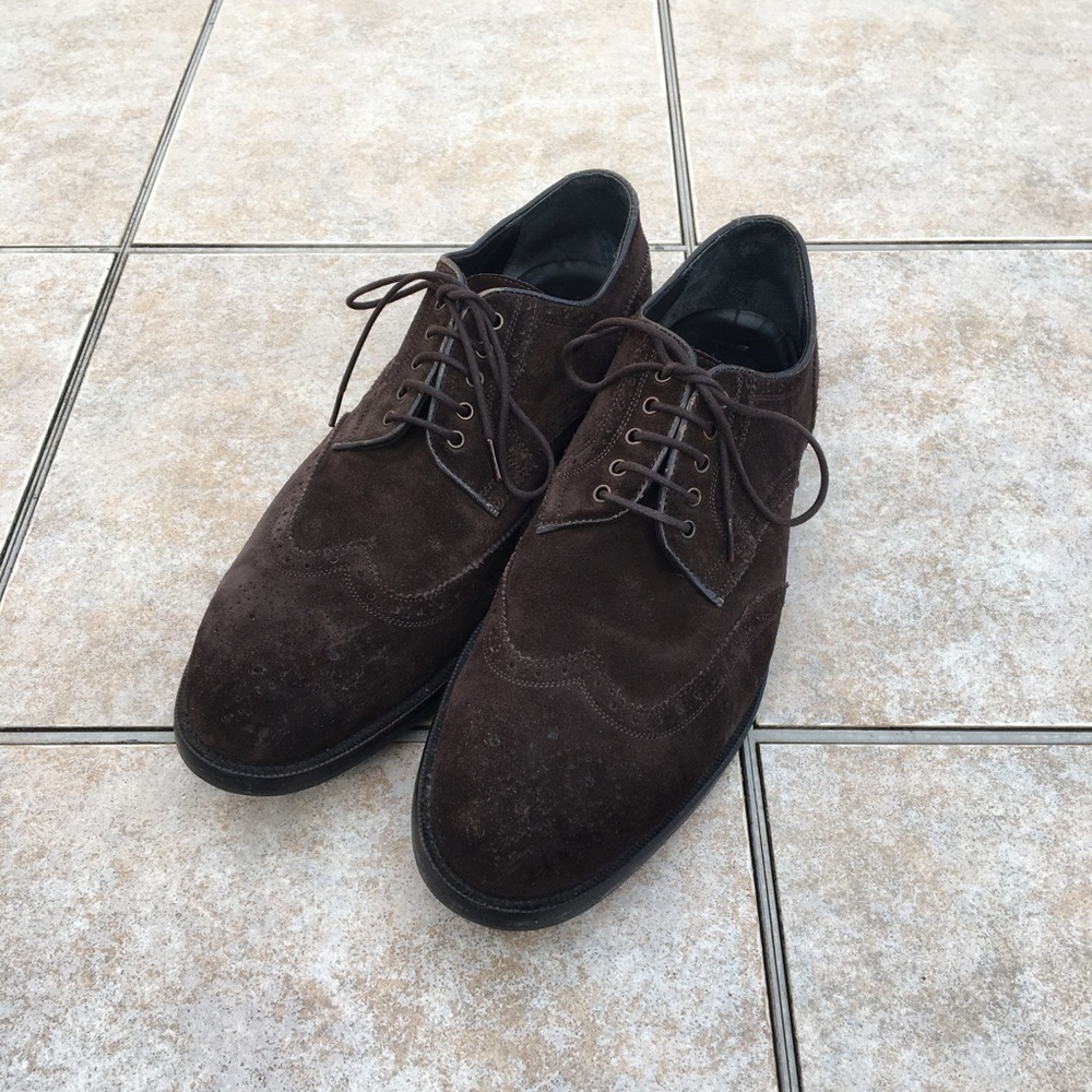 Massimo Dutti brown suede wingtip men oxfords 43